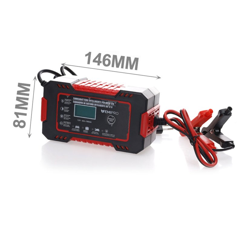 Caricabatterie per Auto 12V 6A Ricarica Batteria Auto Moto 12V 4Ah-100Ah Schermo LCD