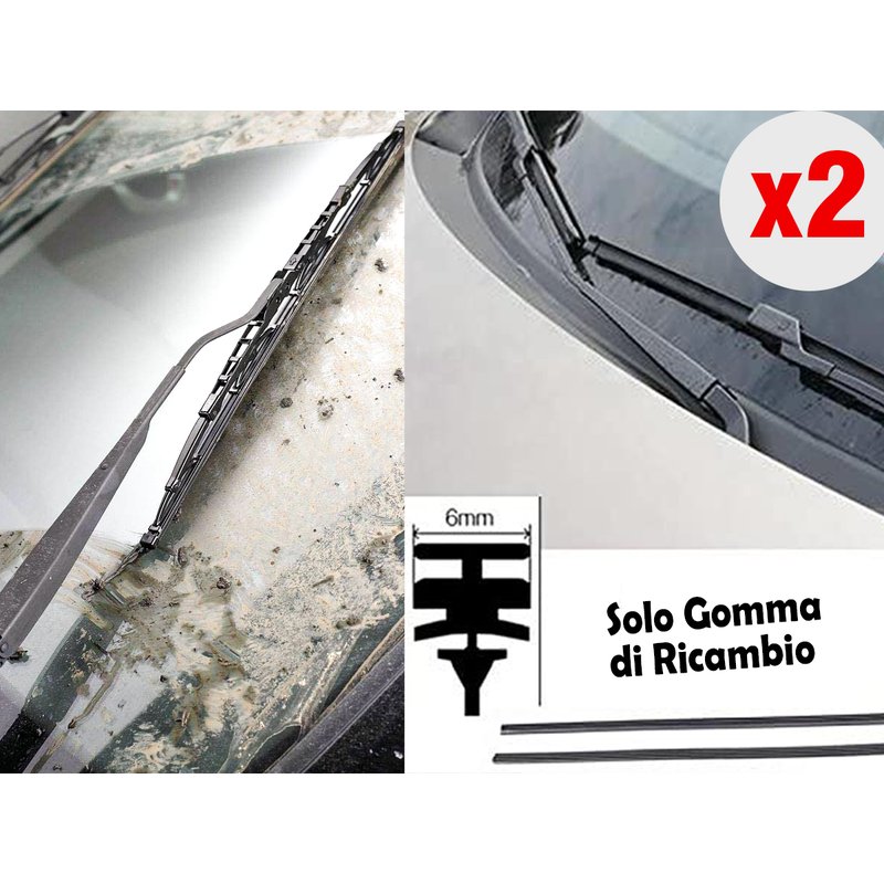 Coppia Gommini Refill Flat 28'' 700 mm Ricambio Universale Per Spazzole Tergicristallo In Ferro