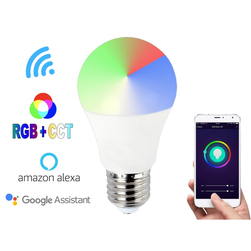 V-TAC Smart Lampada Led Bulb E27 A65 15W WiFi RGB CCT Dimmerabile APP Compatible Amazon Alexa Google Home SKU-2753