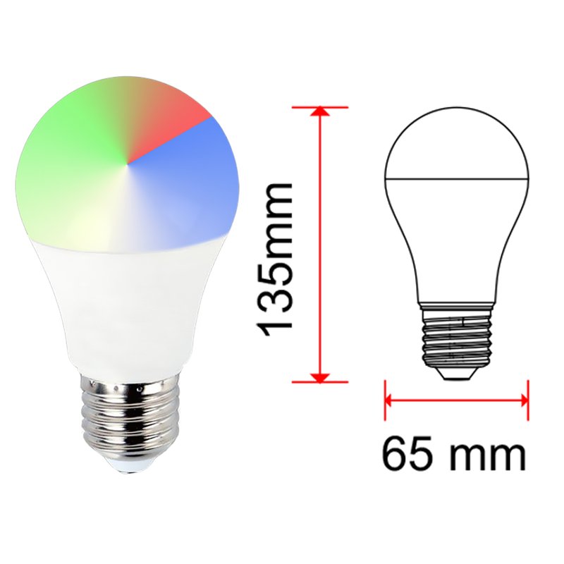 V-TAC Smart Lampada Led Bulb E27 A65 15W WiFi RGB CCT Dimmerabile APP Compatible Amazon Alexa Google Home SKU-2753