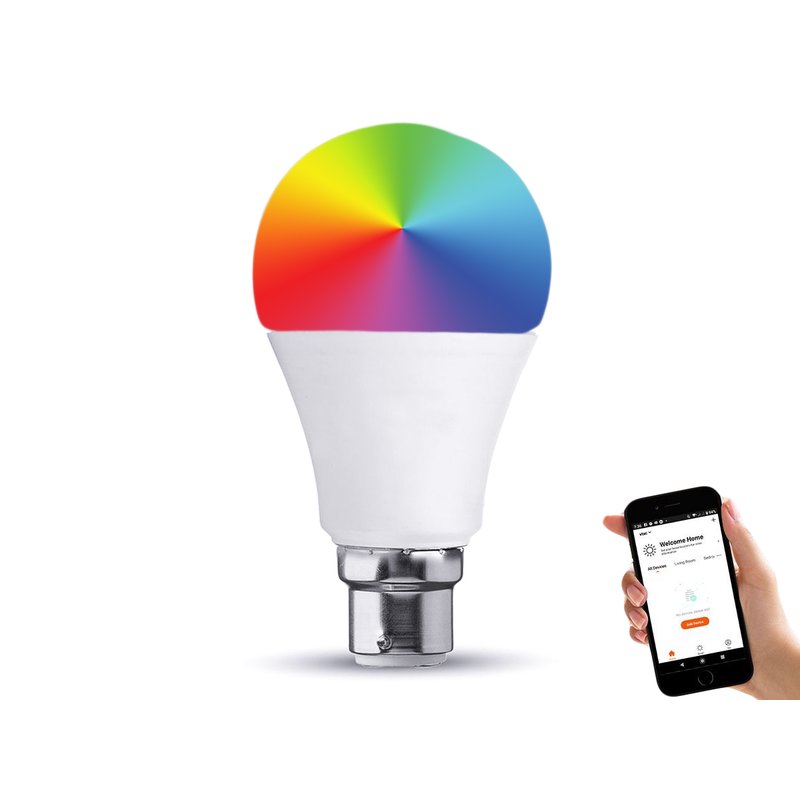 V-TAC Smart Lampada Led Bulb B22 A60 10W WiFi RGB CCT Dimmerabile APP Compatible Amazon Alexa Google Home SKU-2791