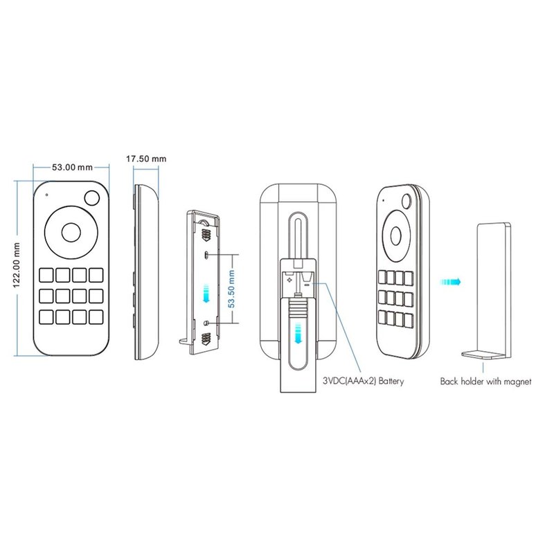 Telecomando RF 2.4GHz Radiocomando RGB Con Disco Touch Per 4 Zone Magnetico Compatibile Con Alimentatore Skydance