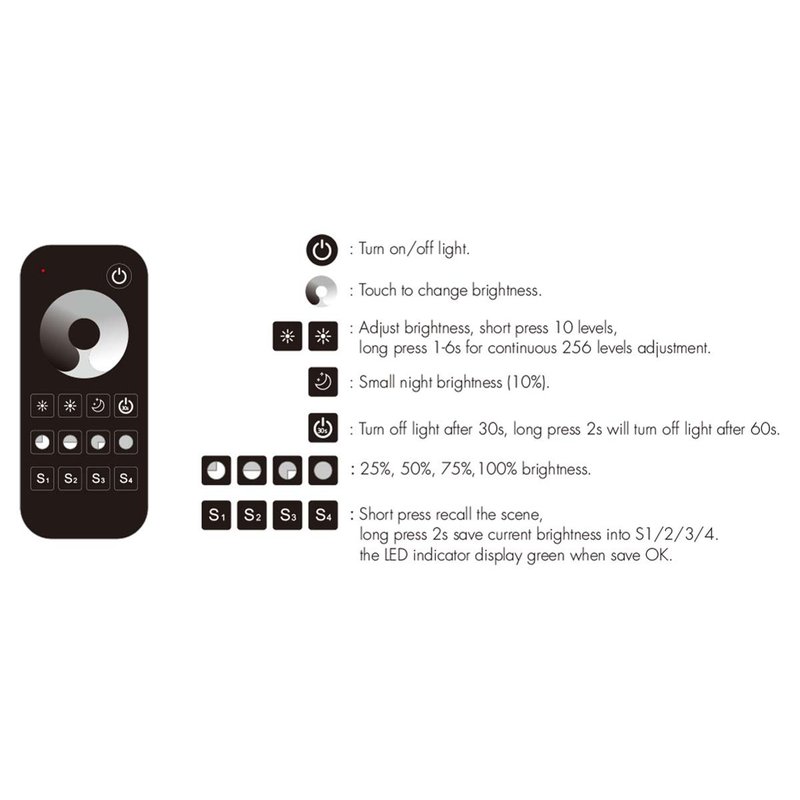 Telecomando RF 2.4GHz Radiocomando Dimmer Con Disco Touch Per 1 Zona Magnetico Compatibile Con Alimentatore Skydance