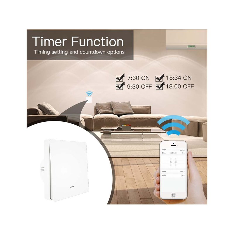 Interruttore Da Parete Wireless WiFi + RF 433 Con 1 Tasto Attacco Semplice Dove Si Vuole Senza Filo