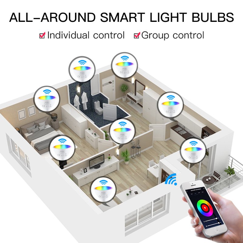 Smart Lampada Faretto Led GU10 5W WiFi RGB CCT Dimmerabile APP Compatible Amazon Alexa Google Home