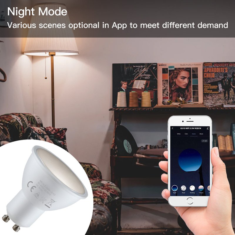 Smart Lampada Faretto Led GU10 5W WiFi RGB CCT Dimmerabile APP Compatible Amazon Alexa Google Home