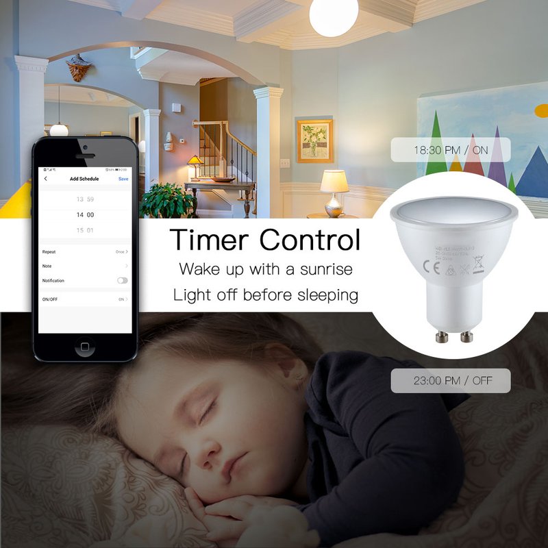 Smart Lampada Faretto Led GU10 5W WiFi RGB CCT Dimmerabile APP Compatible Amazon Alexa Google Home