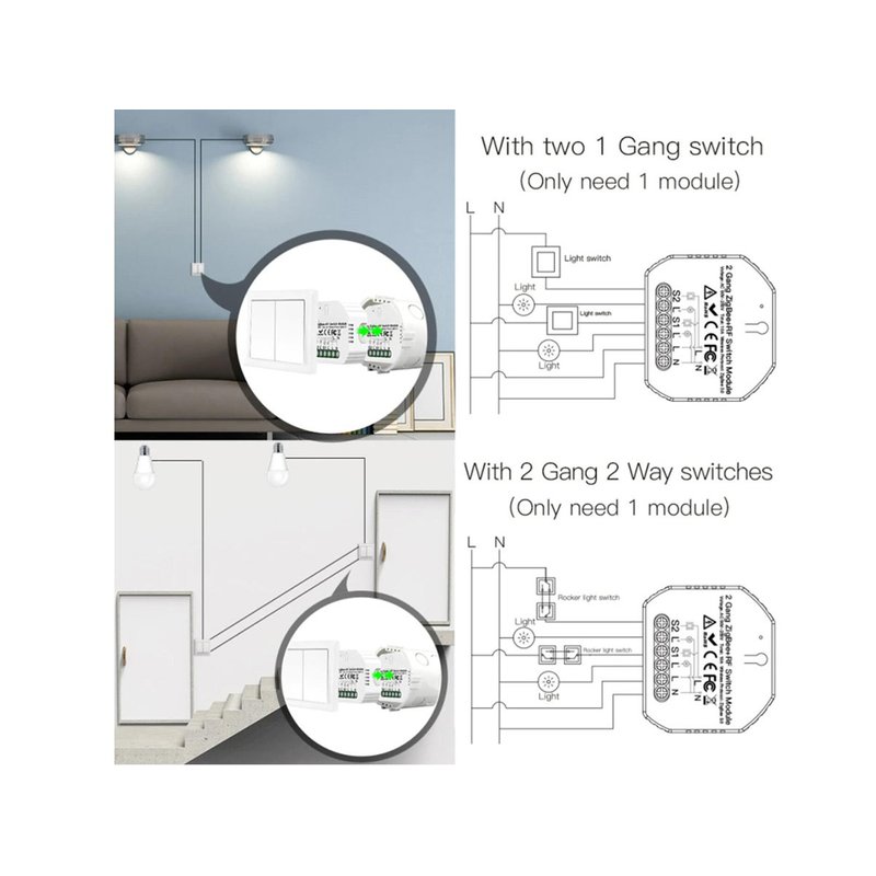 Mini Interruttore Intelligente Smart WIFI + RF433 10A 220V Compatibile Con Amazon Alexa e Google Home