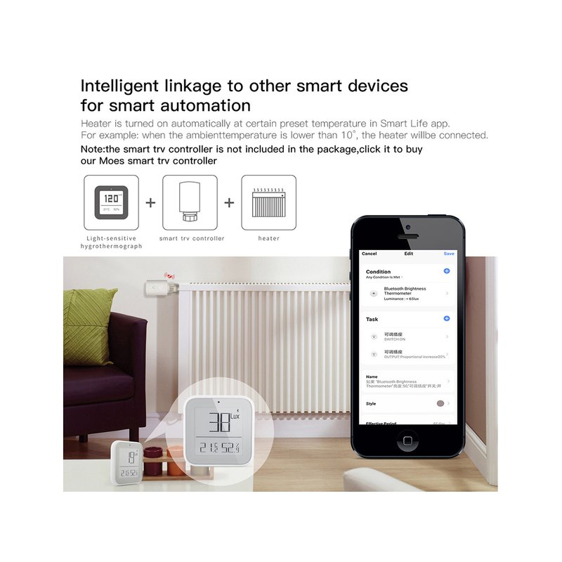 Bluetooth BLE Mesh Sensore Di Temperatura Umidita e Luce 3 In 1 APP Tuya Piccolo Quadrato