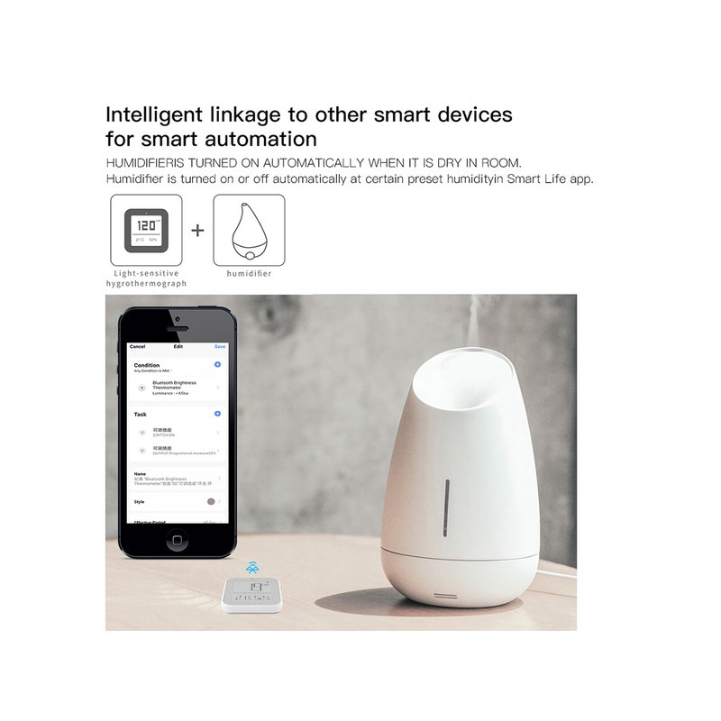 Bluetooth BLE Mesh Sensore Di Temperatura Umidita e Luce 3 In 1 APP Tuya Piccolo Quadrato