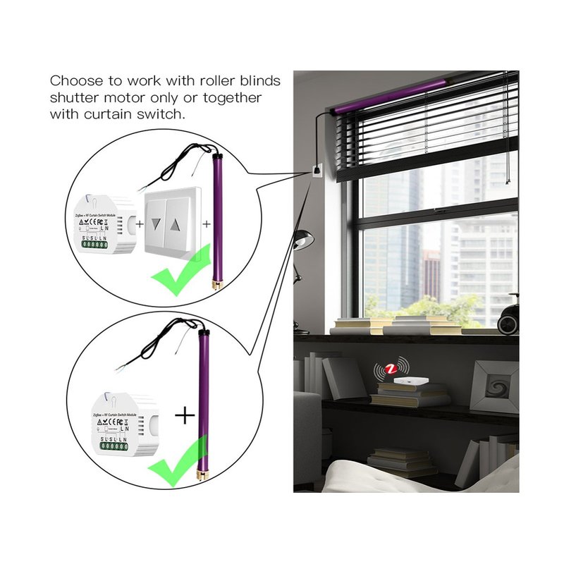 ZigBee Modulo Tapparelle Tende Persiane 220V 2A Funzione Con Pulsante Saliscendi e Telecomando RF Compatibile Con Alexa Google Home