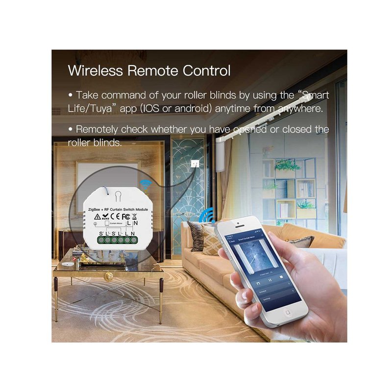 ZigBee Modulo Tapparelle Tende Persiane 220V 2A Funzione Con Pulsante Saliscendi e Telecomando RF Compatibile Con Alexa Google Home