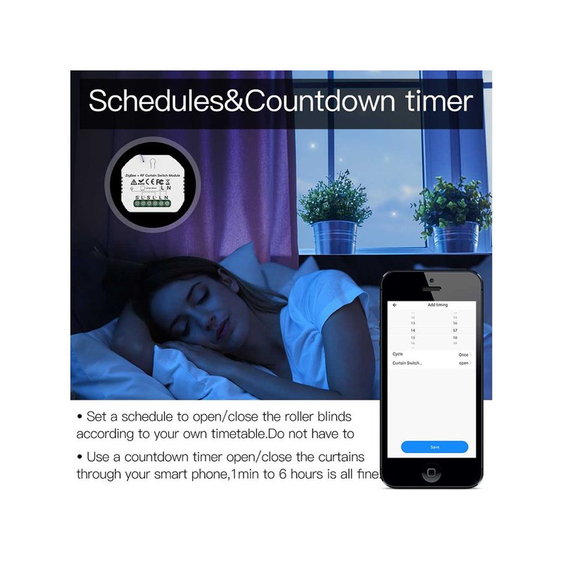 ZigBee Modulo Tapparelle Tende Persiane 220V 2A Funzione Con Pulsante Saliscendi e Telecomando RF Compatibile Con Alexa Google Home