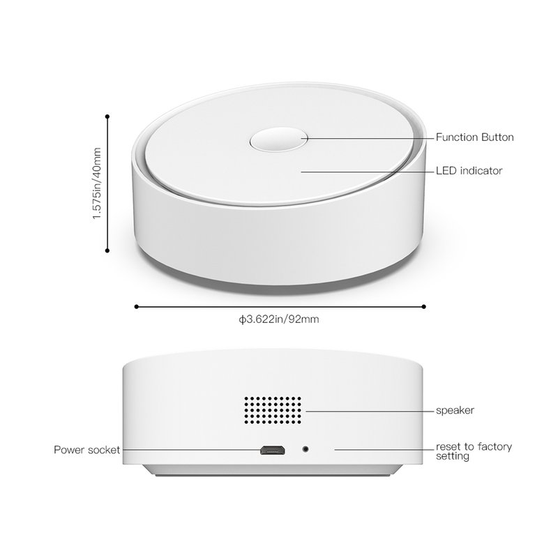 Multi Mode Gateway ZigBee 3.0 WiFI 2.4G Bluetooth Mesh 3 In 1 Con APP Tuya Smart Life Rotondo Elegante