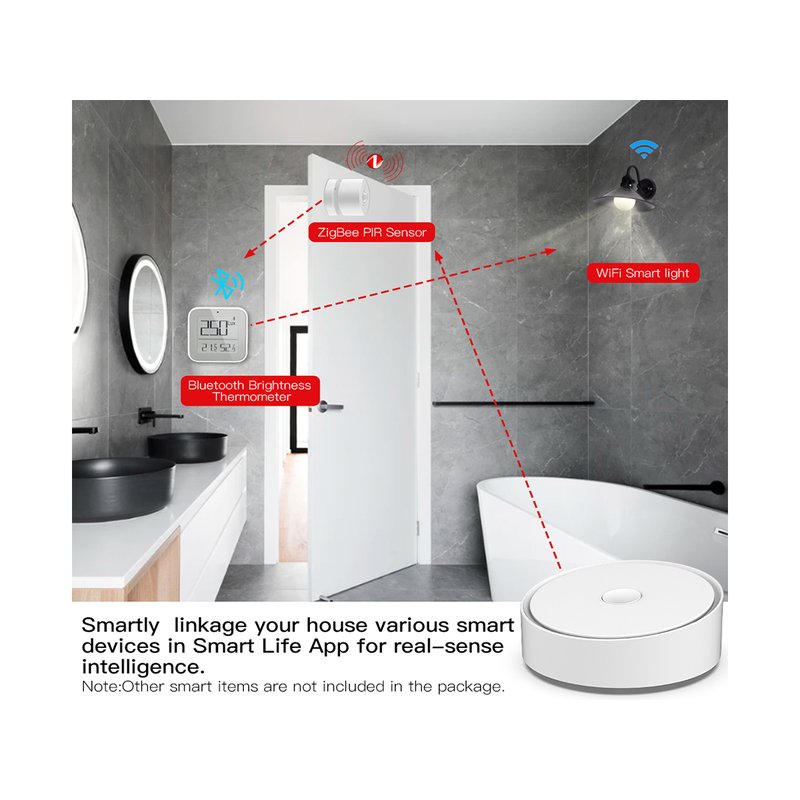 Multi Mode Gateway ZigBee 3.0 WiFI 2.4G Bluetooth Mesh 3 In 1 Con APP Tuya Smart Life Rotondo Elegante