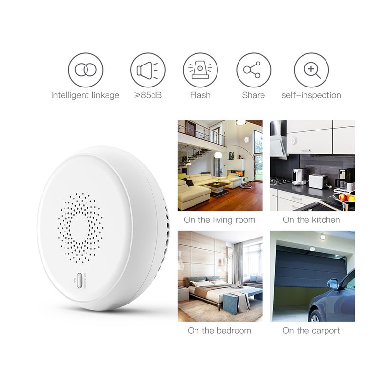 ZigBee Sensore Fumo Rilevatore di Fumo Allarme Antincendio con Sensore Fotoelettrico Indipendente