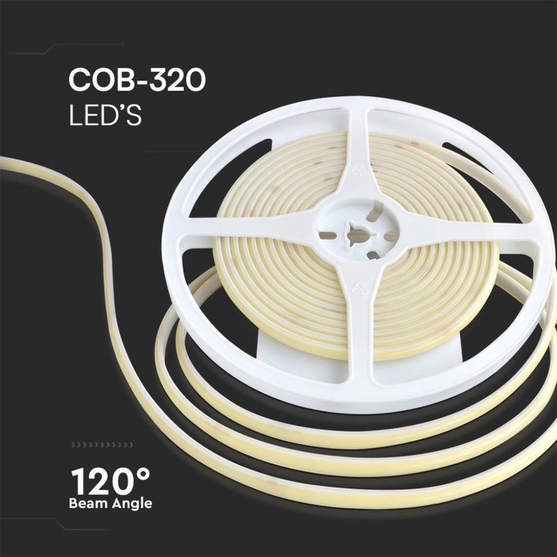 24V Striscia Led COB Verde 10W/M 1000LM/M IP67 5 Metri Larga 8mm SKU-23143