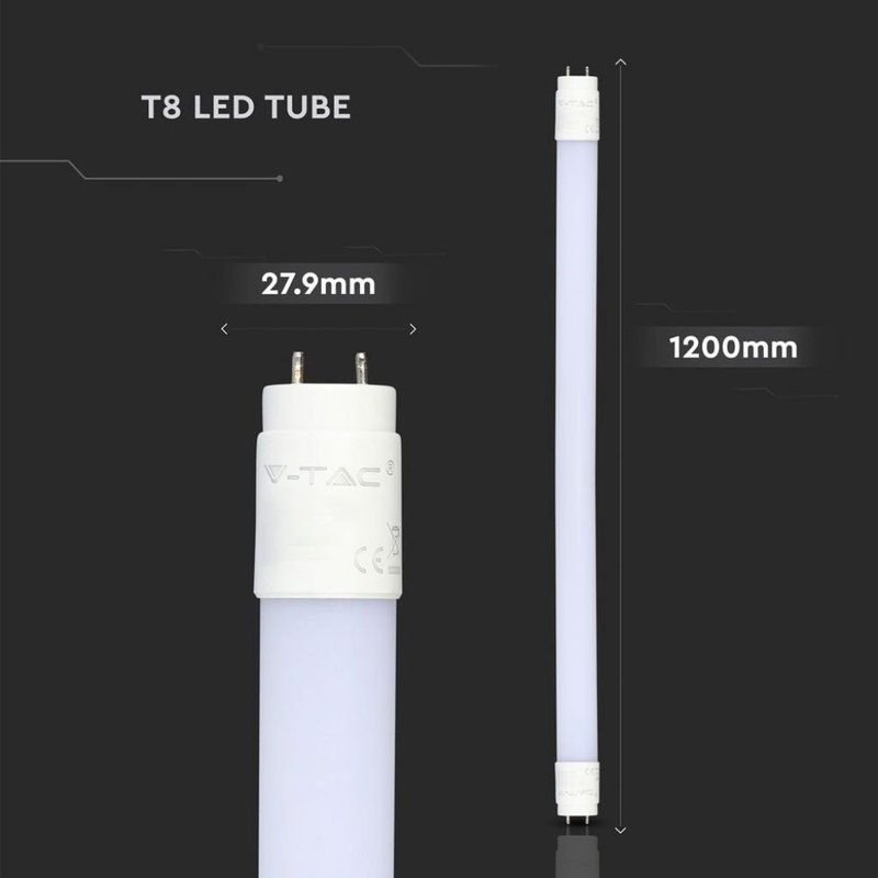 Tubo Led T8 G13 120cm 18W Freddo 6400K 1700lm 95lm/W Alimentazione da Un Lato SKU-216264