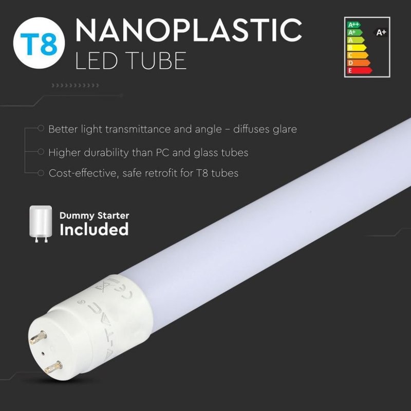 Tubo Led T8 G13 120cm 18W Freddo 6400K 1700lm 95lm/W Alimentazione da Un Lato SKU-216264