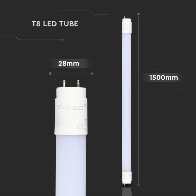 Tubo Led T8 G13 150cm 20W Freddo 6400K 2100lm 105lm/W Alimentazione da Un Lato SKU-216310