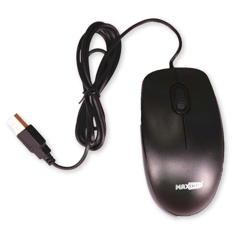 Mouse Ottico USB 2.0 Leggera e Slim da Lavoro Ufficio Viaggio Uso Personale con Cavo da 1.25 metri Modello 0100 a 2 Tasti con Rotella Cliccabile