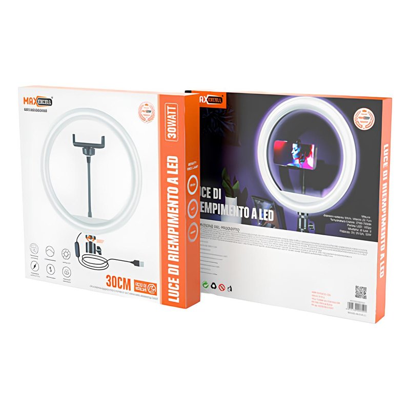 Luce ad Anello LED 30cm Diametro, Ring Light 3 Modalità di Luce, 2700-7000k Temperatura, DC 5V/2A 30W, USB, Fotografia e Video