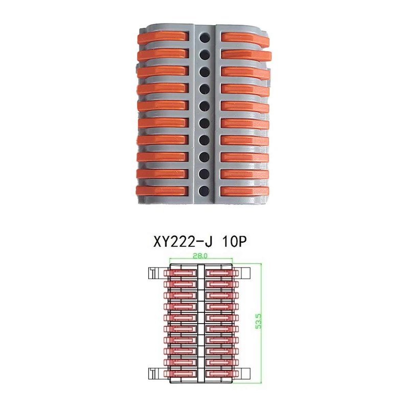 10 Connettori Veloce da Guida DIN Morsettiera Leva Cavo Connettore Bilaterale 10P