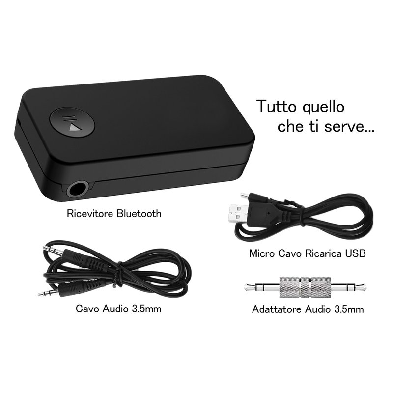 Ricevitore Bluetooth 4.1 Adattatore Wireless Audio Portatile con Microfono Stereo Auto Casa con 3,5 mm AUX