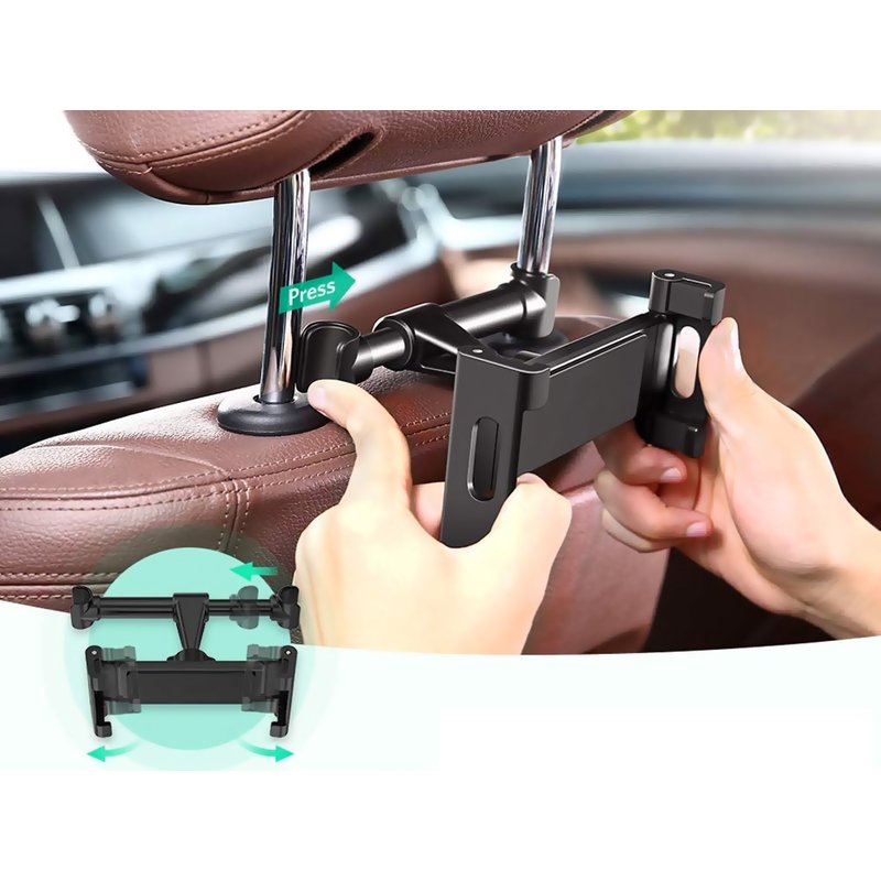 Porta Celluare Poggiatesta Auto Supporto Smartphone Tablet Da 5~9" Nero Rotazione di 360 Gradi Per Sedile Posteriore