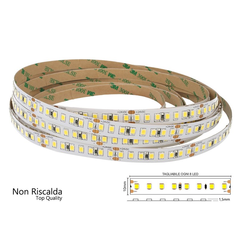 24V Bobina Led 12W/M 165LM/W 2000LM/M 3 Step Bianco Freddo 6000K Non Riscalda 800 Smd 2835 5 Metri IP20