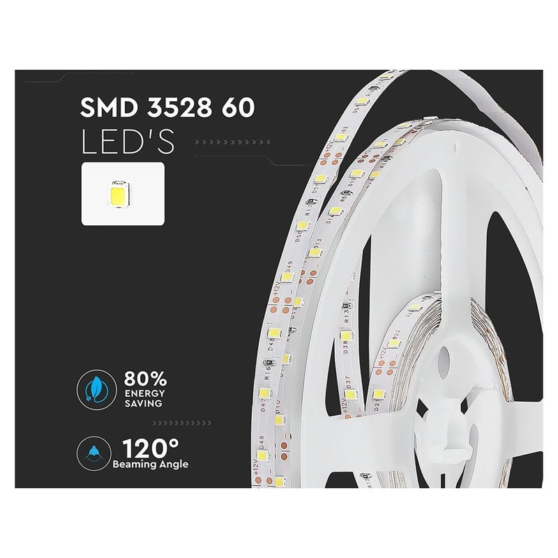 Bobina Led 300 SMD 3528 12V 3,6W/M Bianco Neutro 4000K IP20 5 Metri SKU-2041