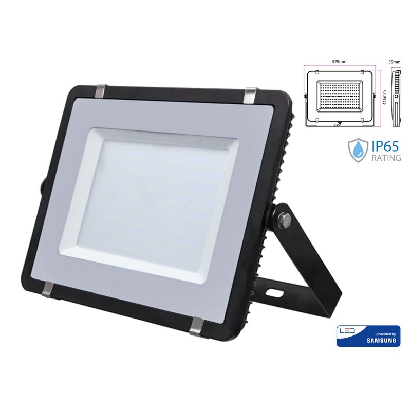 Faro Led Flood Light 300W IP65 Bianco Freddo Super Slim 55mm Carcassa Nera Samsung Garanzia 5 Anni SKU-10032