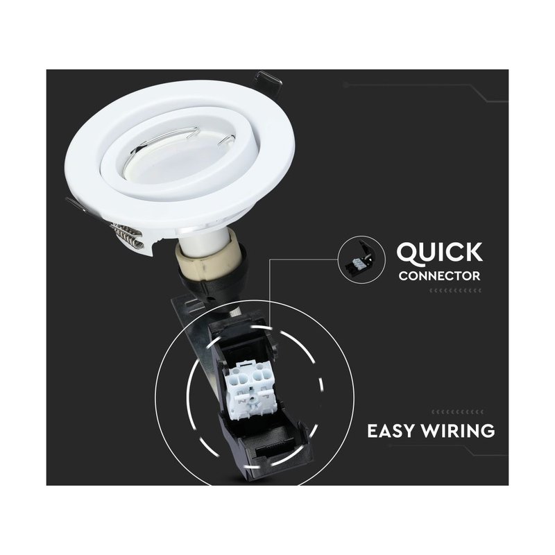 3 PZ Faretti Led da Incasso Rotondo Orientabile 5W Carcassa Bianco 4500K Neutro Compreso Lampada GU10 Sostituibile SKU-8882