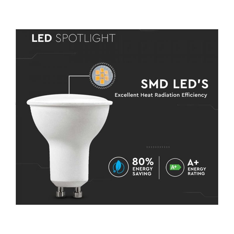 6 PZ Lampada Led GU10 5W 220V 110 Gradi Bianco Freddo 6400K Diffusore Opale SKU-212741