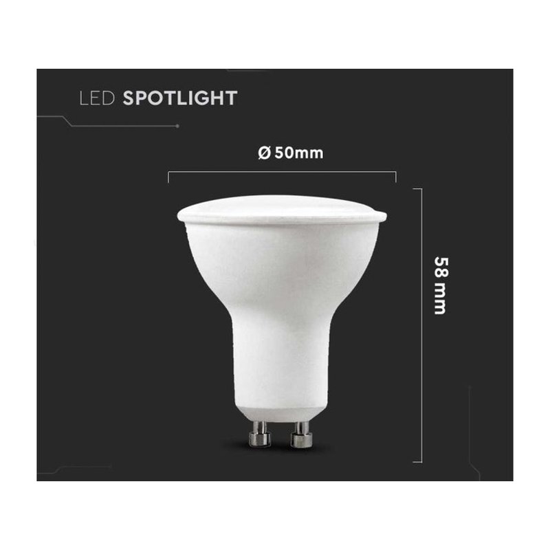 6 PZ Lampada Led GU10 5W 220V 110 Gradi Bianco Freddo 6400K Diffusore Opale SKU-212741