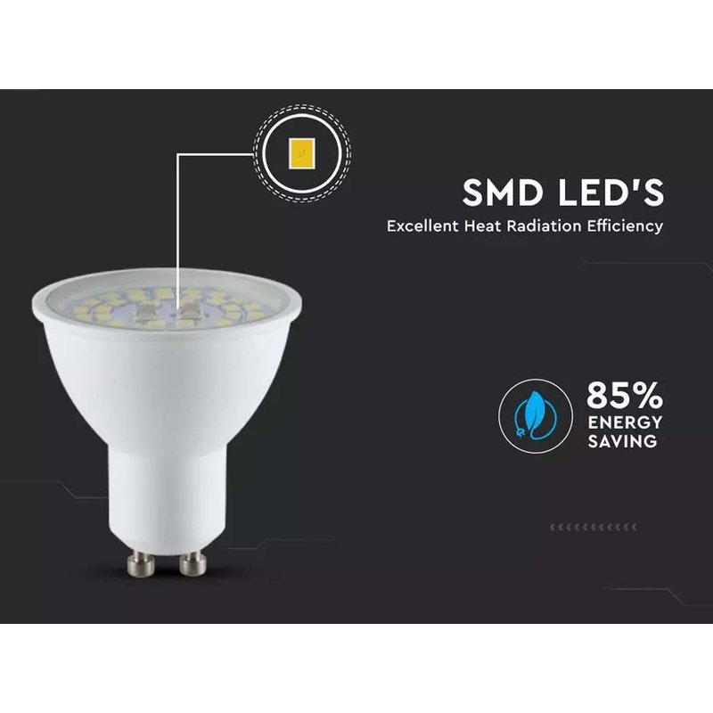 Lampada Led GU10 5W 800LM 220V 110 Gradi Freddo 6400K 160LM/W Massimo Risparmio SKU-2839