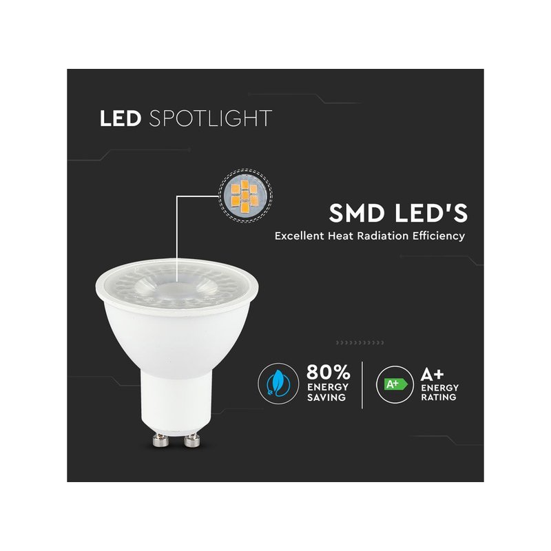 Lampada Led GU10 6W CRI 95 220V 38 Gradi Bianco Freddo 6400K Chip Samsung Garanzia 5 Anni Angolo Stretto SKU-7499