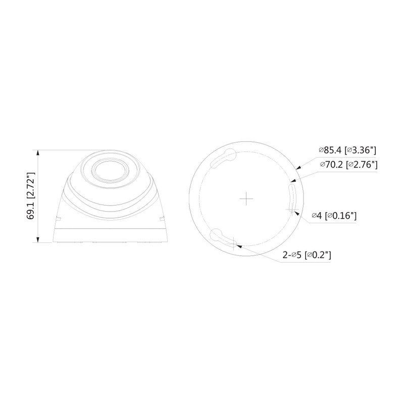 Telecamera Analogica Dome 1080P 2MP Ottica Fissa 2.8mm IP67 DC12V HDCVI Smart IR Carcassa Plastica DAHUA HAC-HDW1200RP