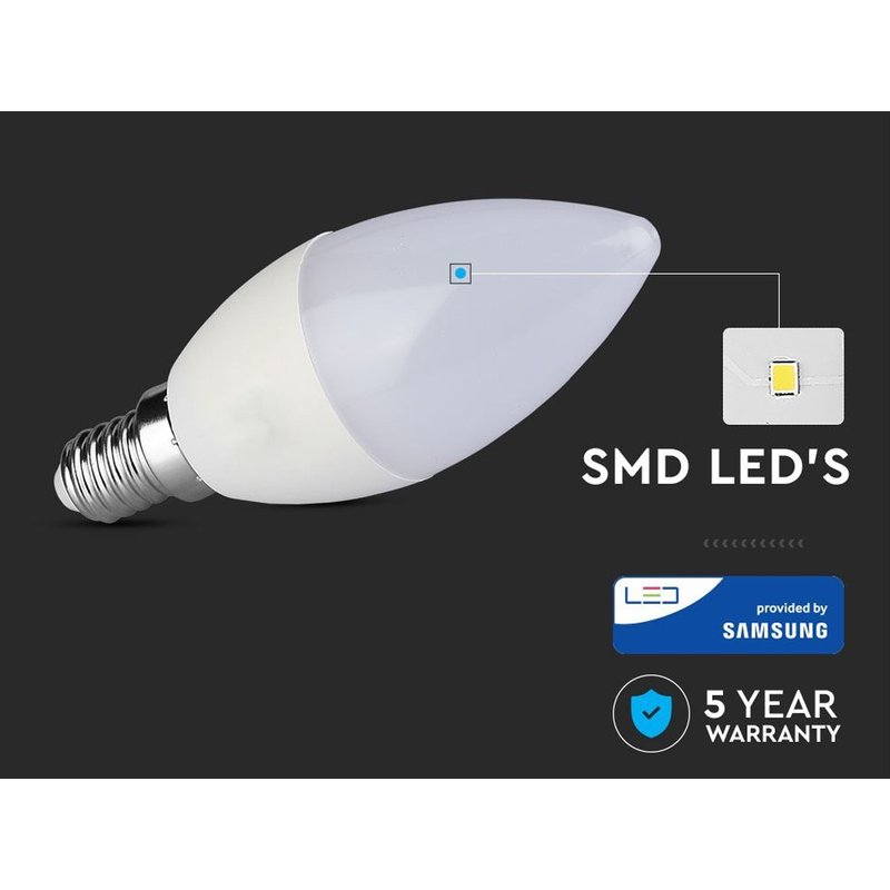 Lampada A Led E14 C37 7W 600LM Bianco Freddo 6000K Forma Goccia Oliva Candela SKU-113