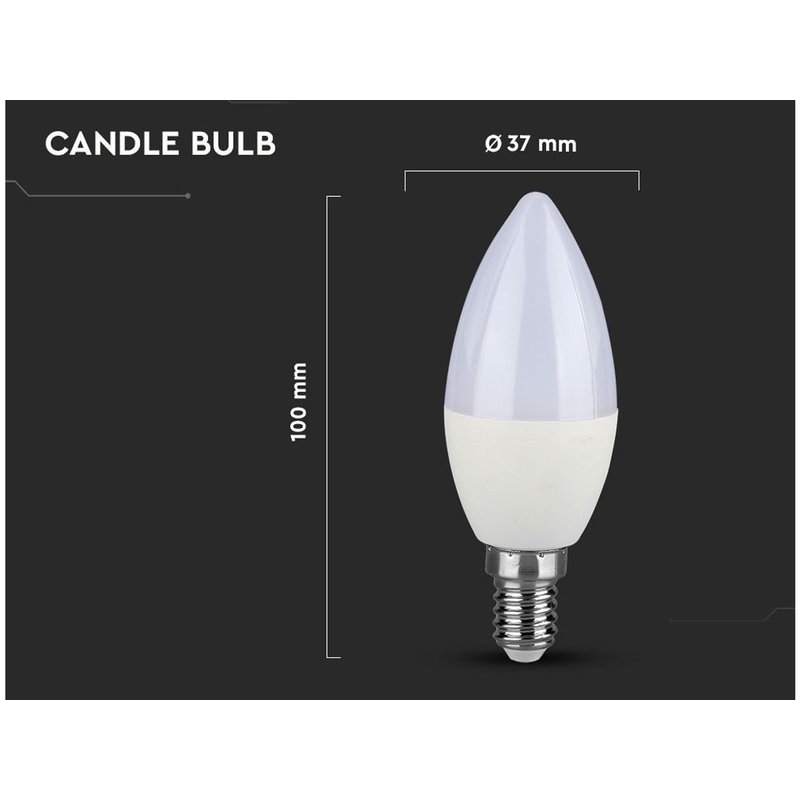 Lampada A Led E14 C37 7W 600LM Bianco Freddo 6000K Forma Goccia Oliva Candela SKU-113