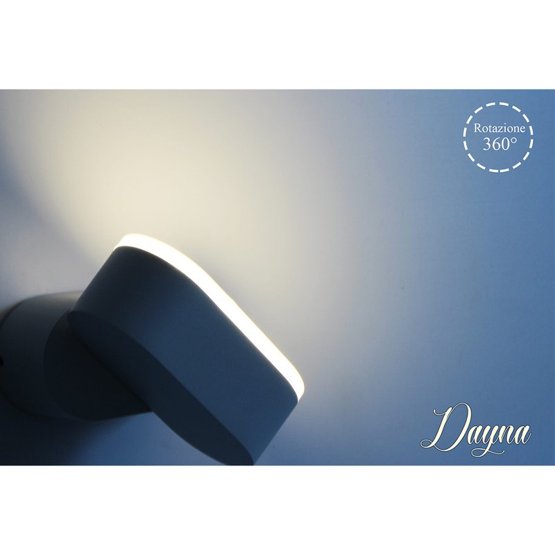 Applique Led Da Parete Dayna 6W 4000K Carcassa Nera Ovale Orientabile 360 Gradi IP65 SKU-218289