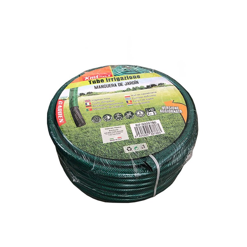 Tubo Irrigazione Retinato 3 Strati Nero Verde 1/2'' 12,5mm 25 Metri Tubo Flessibile da Giardino