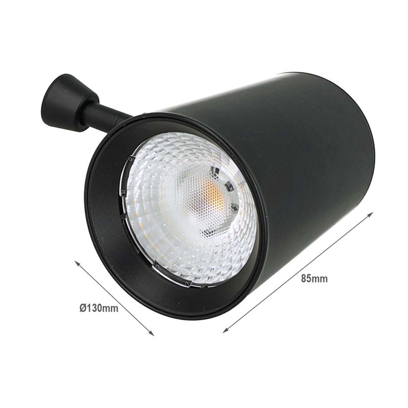 Faro Led Da Binario Trifase 30W 4000LM D85 Carcassa Nera 3000K CRI 80 Angolo 35 Trasformatore Separabile Escluso