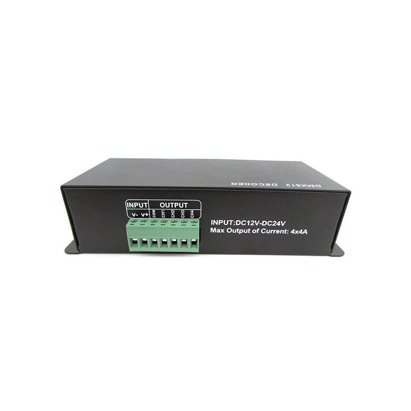 Centralina DMX-512 Decoder Converti In PWM 4 Canali Per Luci Led Fino A 16A 12V 24V Uscita RJ-45 Adattatori DMX