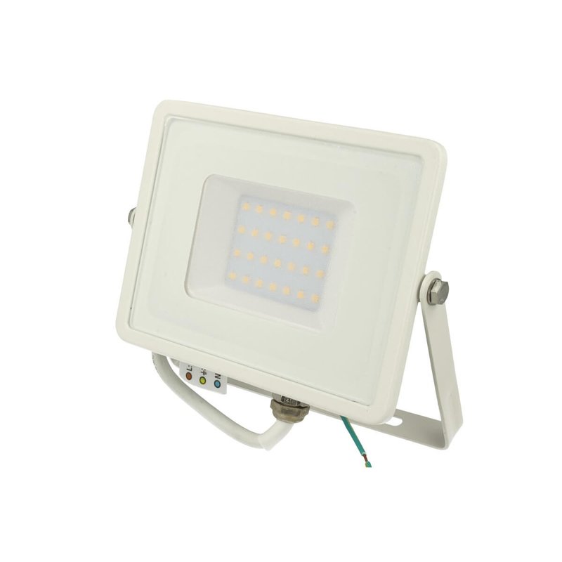 Faro Led Flood Light 30W IP65 Bianco Freddo Super Slim Carcassa Bianca Chip Samsung Garanzia 5 Anni SKU-405