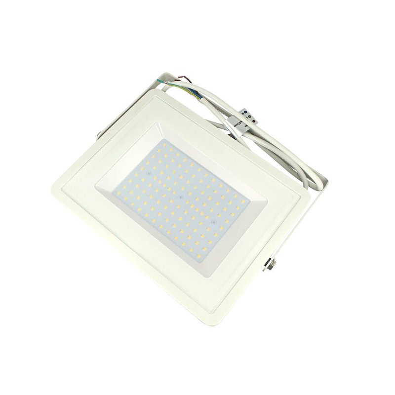 Faro Led Flood Light 100W IP65 Bianco Caldo 3000K Super Slim 30mm Carcassa Bianca Samsung Garanzia 5 Anni SKU-21415