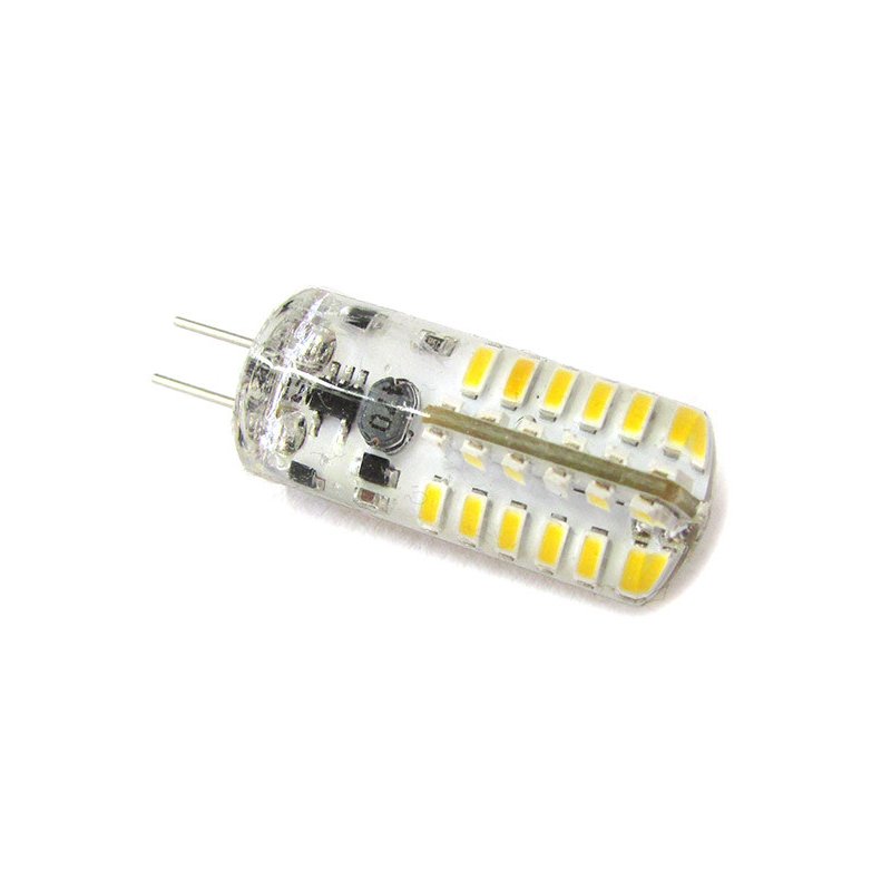 Lampadina LED Bispina G4 48 SMD 3014 DC 12V 3W 360 Gradi Con Silicone Bianco Neutro 4200K