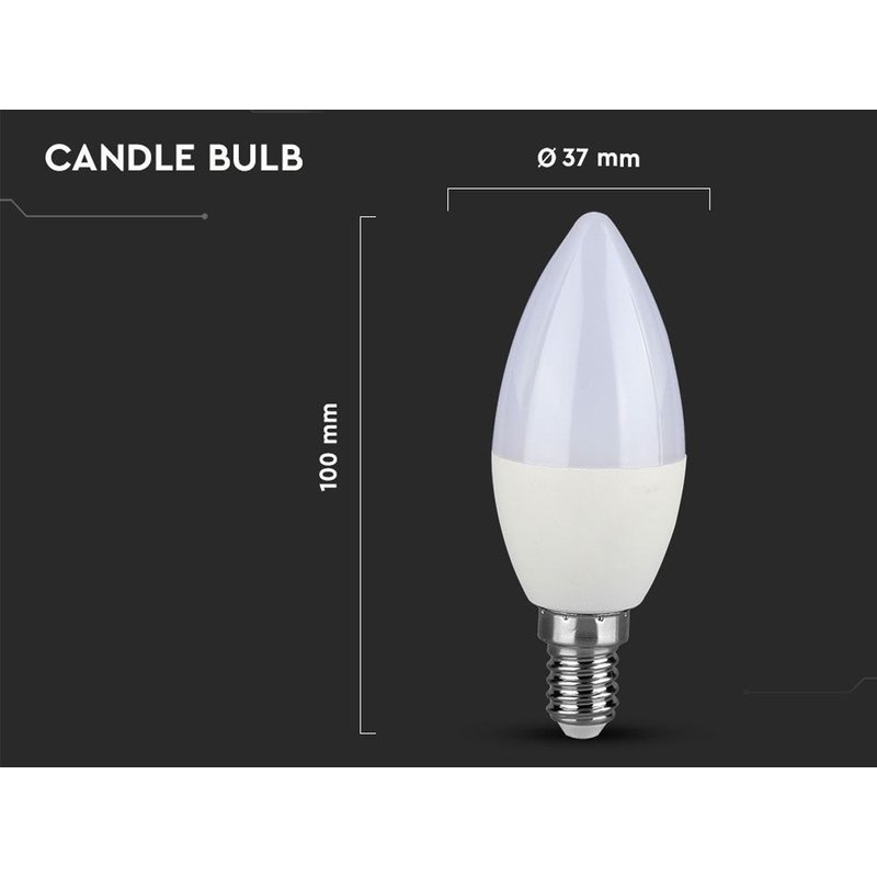 6 PZ Lampada A Led E14 C37 5,5W Bianco Caldo 2700K Forma Goccia Oliva Candela 200 Gradi 220V SKU-2736