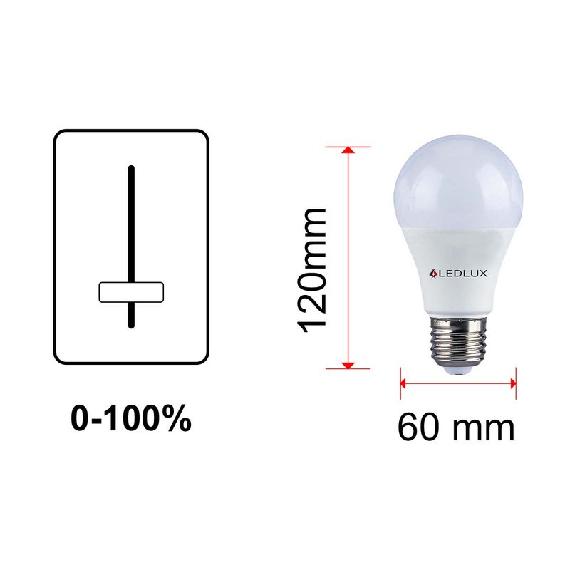 2 PZ Lampada Led E27 Dimmerabile Triac Dimmer 12W 220V Bianco Caldo 3000K 1050 Lumens