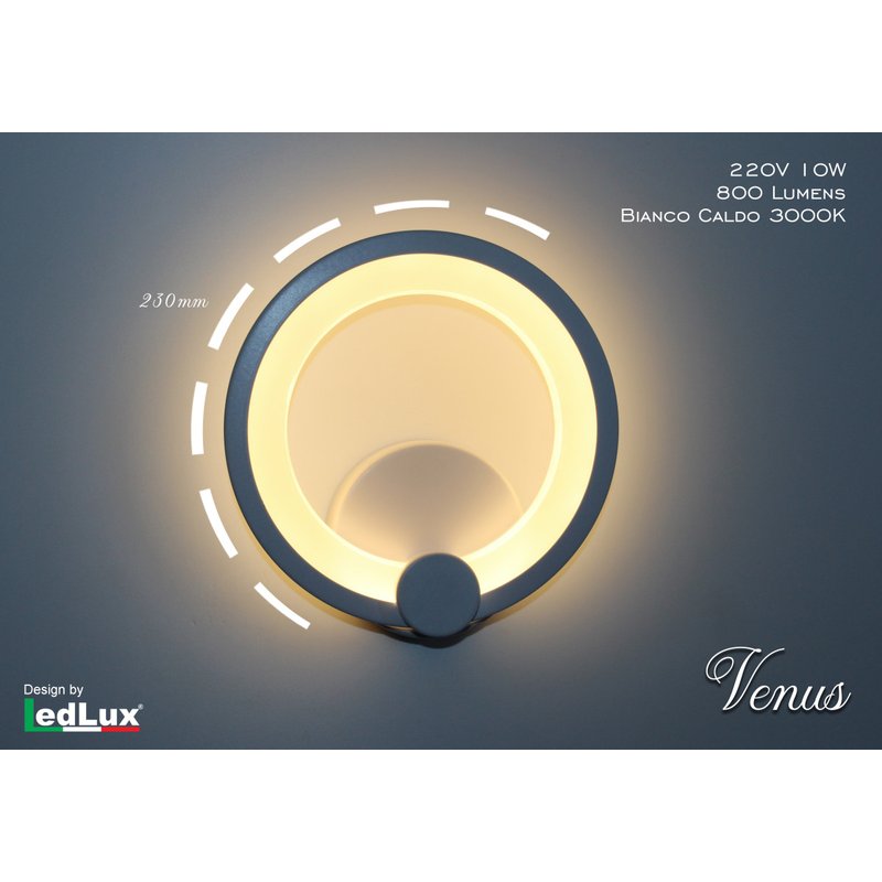 Applique Led Da Parete Modello Venus Italian Design Moderna 10W Bianco Caldo